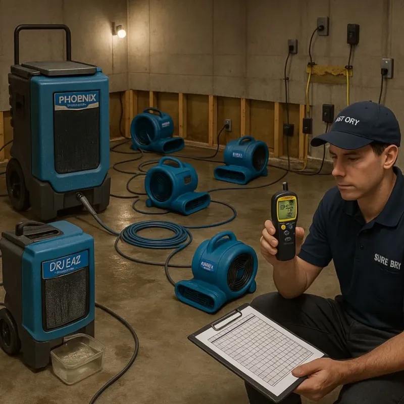 Structural Drying and Dehumidification process in Pemberton, NJ